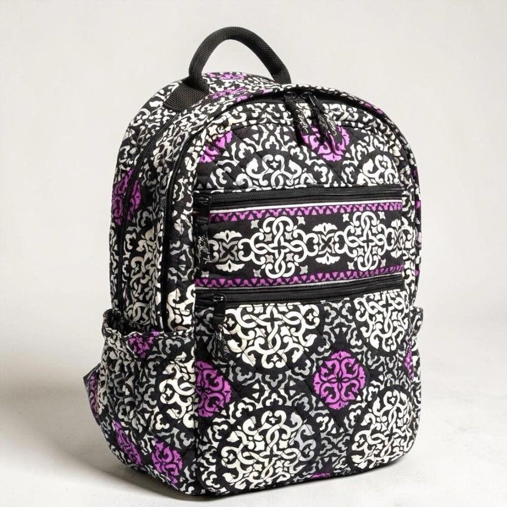 Retired Vera Bradley Canterbury Magenta Campus Backpack Quilted Laptop‎ Tech Bag